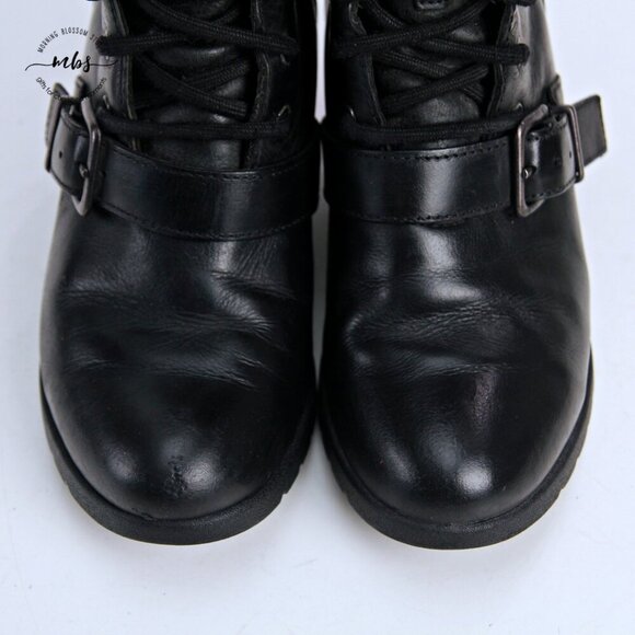 UGG Janney Waterproof Fur Wedge Boots Black Women 5 - Picture 9 of 13